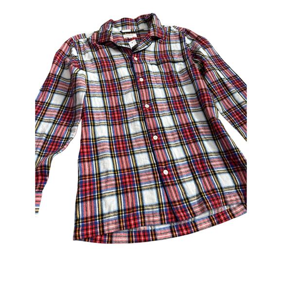 J. Crew Plaid Flannel Pajama White-Out‎ Plaid Red Multi Size XS - Picture 11 of 12